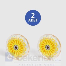 2 Adet MBC100*25 Sarı Şeffaf Tekerlek Çap:100 Bilya Rulmanlı Tekerlek Genişlik:25 Teker 2li Set 2xMBC100*25 - EMES