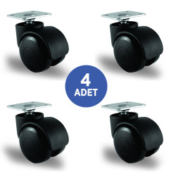 4 Adet EC01GMKM50, Oynak Tablalı Mobilya Tekerleği Sehpa Tekeri, Çap:50, 4lü Set, Geniş Tip - 