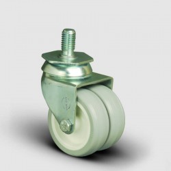 ET05ZKC50 Oynak Civatalı Çiftli PVC Tekerlek Çap:50 Sanayi Tekerleği Burçlu Oynak Civata Bağlantılı Poliamid Üzeri PVC Kaplı İkili Teker - EMES