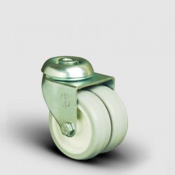 ET04ZKC75 Oynak Delikli Çiftli PVC Tekerlek Çap:50 Sanayi Tekerleği Burçlu Oynak Delik Bağlantılı Poliamid Üzeri PVC Kaplı İkili Teker - EMES