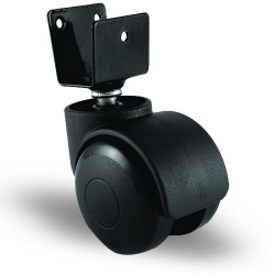 EC08GMKM50 U Tablalı Plastik Mobilya Tekerleği Çap:50 Oynak U Tabla Bağlantılı, Geniş Tip, Burçlu - 