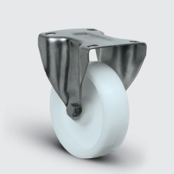 SSEZ02HKZ125 Paslanmaz Sabit Maşalı Poliamid Tekerlek Çap:125 Ağır Tip Inox Sanayi Tekerleği Sabit Tabla Bağlantılı Burçlu 125x40 - EMES